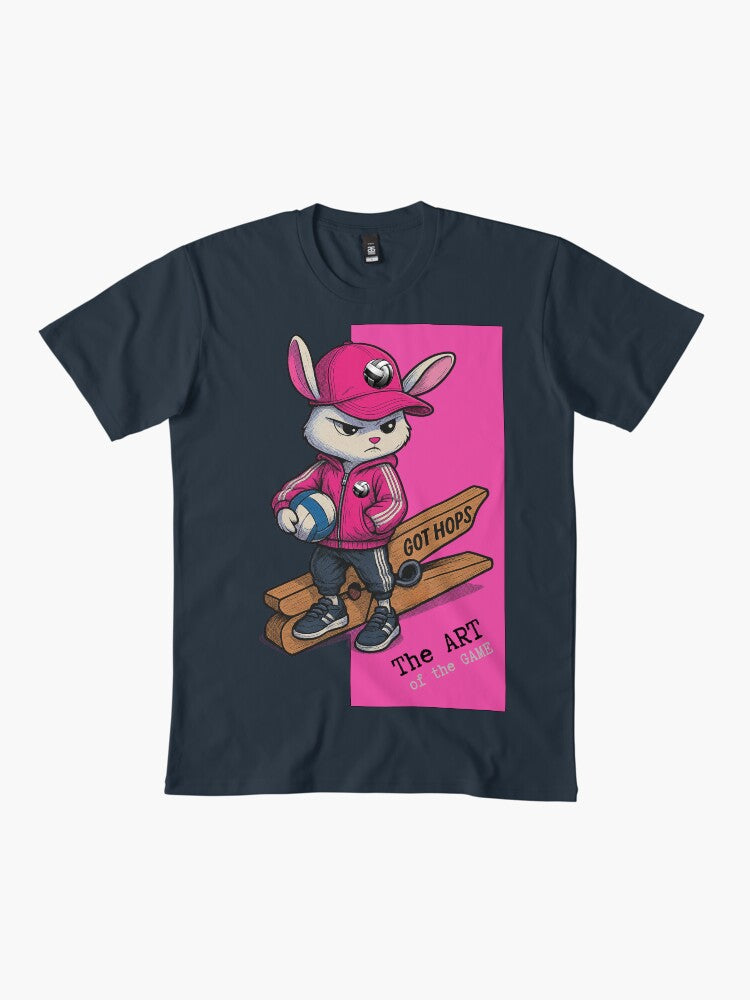 Plays well with Rabbits. Funny Volleyball Design. Premium T-Shirt
