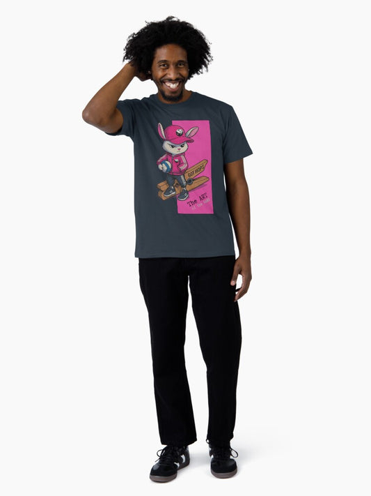 Plays well with Rabbits. Funny Volleyball Design. Premium T-Shirt